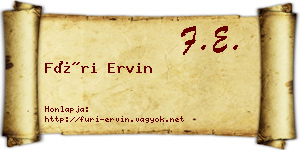 Füri Ervin névjegykártya