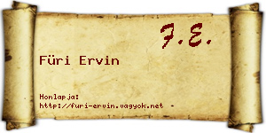 Füri Ervin névjegykártya